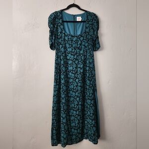 The Nines By Hatch Maternity Lined Scoop Neck Maxi Dress Puff Sleeve XS